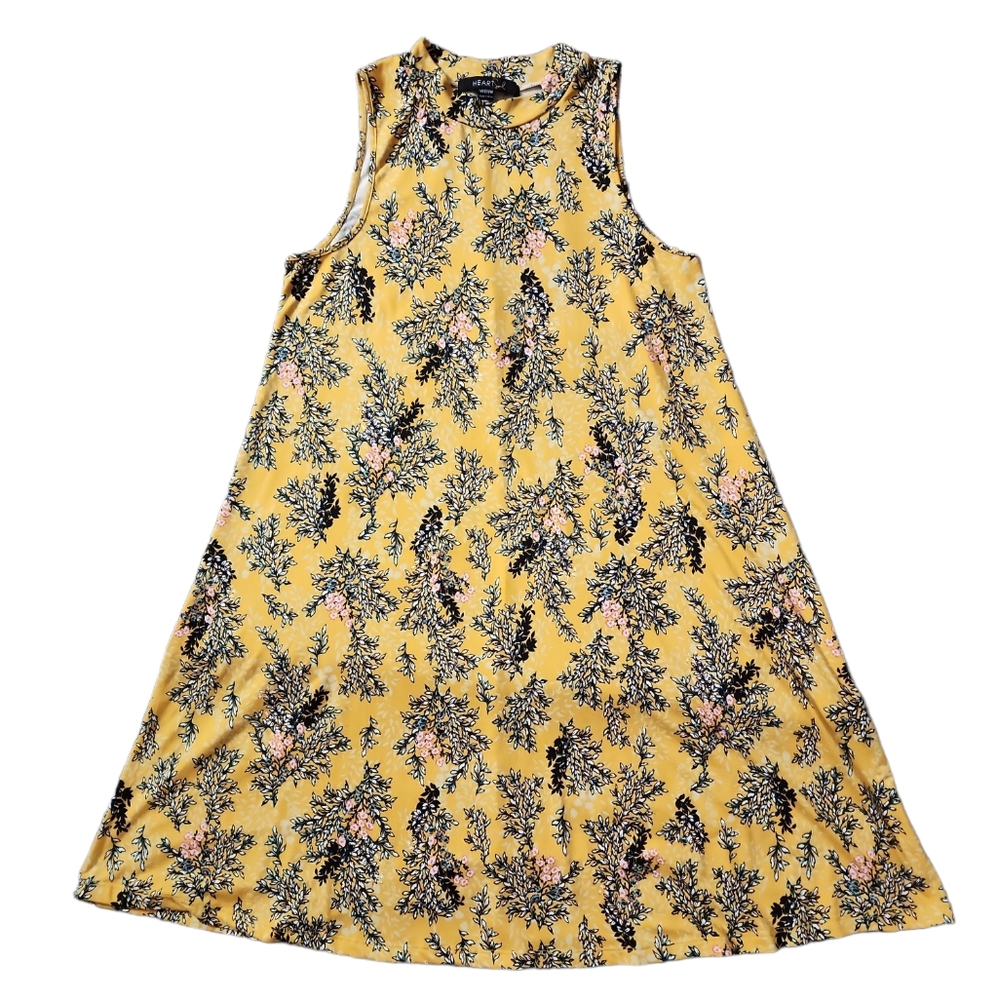 Heart Soul Yellow Floral Sleeveless Dress Size Medium